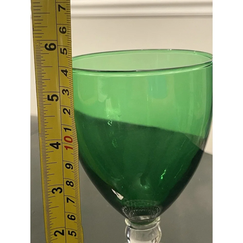 4 Anchor Hocking Boopie Emerald Green Bubble‎ Foot Vintage Water Goblet Glasses